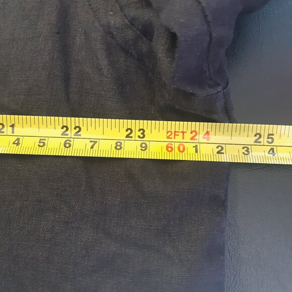 Eddie Bauer SZ M 100% Linen Mandarin Collar Men's Button Up Black Shirt - Picture 9 of 12